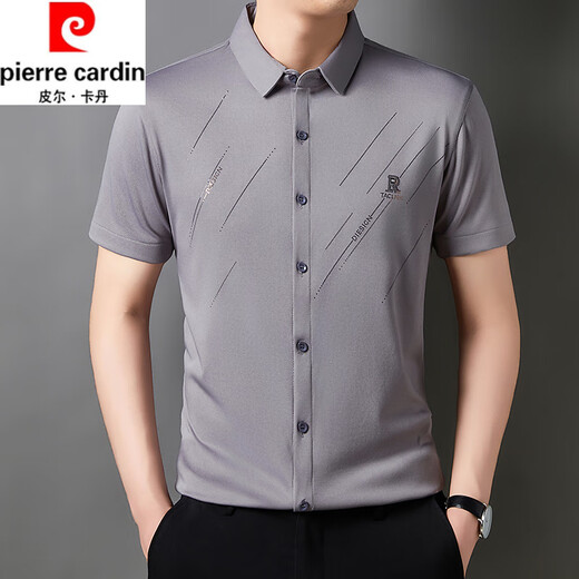 Pierre Cardin High-End-Temperament modisches kurzärmeliges Hemd für Männer im Sommer Neue Markess Free Free Business Casos mit mittleren Alters 6626 Burgund-Kurzärmel-Hemd M 165 Vorschlag 100-115jin [Jin gleich 0,5 kg]
