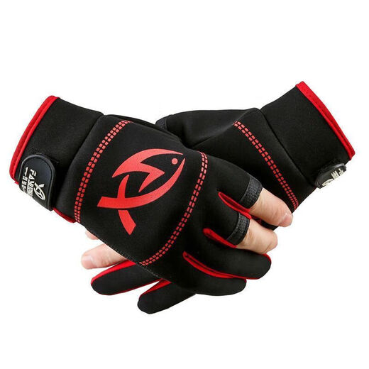 Thickened fishing gloves waterproof for catching fish, warm and breathable, three-finger lure fishing special gloves, 1 right hand with three fingers exposed, color random