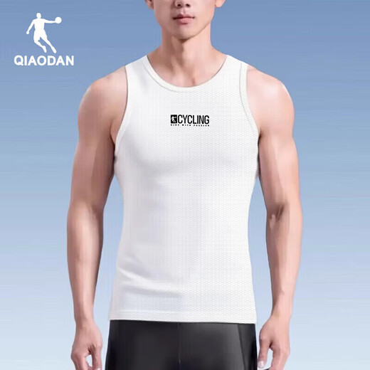 Jordan Sports Vest Men's 2025 Summer New Mesh Breathable Quick-Drying Cycling Sleeveless Top Men's Running Fitness T-Shirt Jordan White M/170