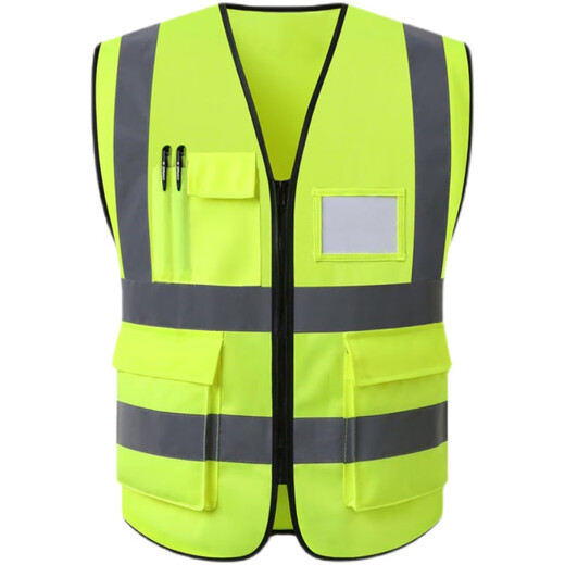 Reflective vest safety clothing cycling construction reflective clothing traffic sanitation work clothes Meituan fluorescent yellow vest printing mesh fluorescent yellow (10 pieces)