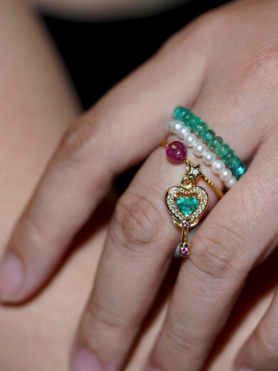 KUXAFONGFONG natural emerald Rubile Tanzanite diamond twisted open removable silver ring stacked tail ring Tanzanite No. 10 down