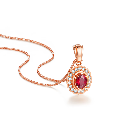 I Do 18K gold inlaid ruby diamond necklace light luxury high-end jewelry pendant Chinese Valentine's Day gift