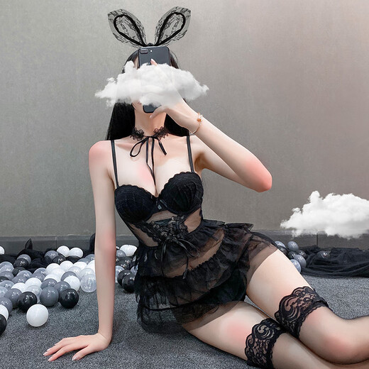 钢托加厚棉垫小胸显大码情趣内衣性感免脱兔女郎床上约会战袍睡衣 送1双袜钢圈棉垫裙+693 均码建议80-115斤