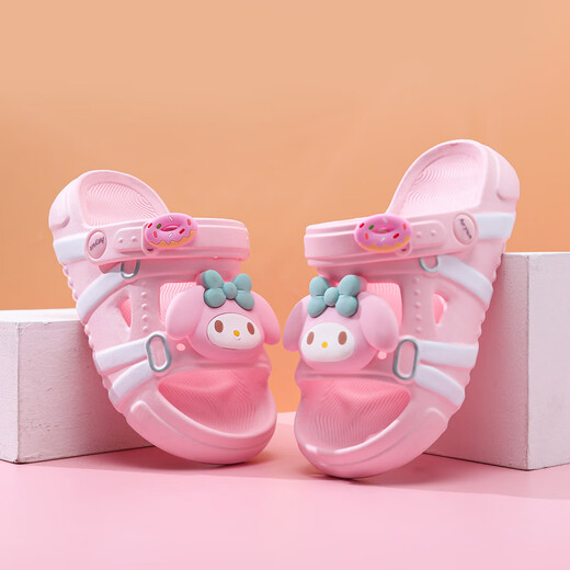 Tibetan beauty era children's sandals girls slippers 2025 summer new non-slip soft bottom sandals girls baby beach shoes pink Melody size 32-33