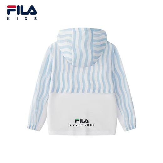 FILA Children's Sun Protection Clothing 2025 Autumn New Boys Loose Hooded Woven Jacket Full Print One-ZA 120