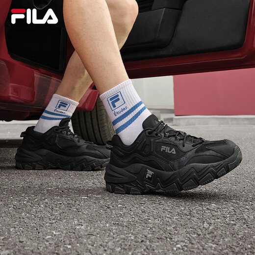 斐乐（FILA）官方掠夺者2男鞋跑步鞋网面鞋老爹鞋运动休闲鞋 黑/锻铁-BF 42
