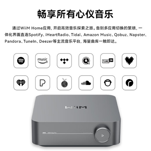 傲立美国WiiM AMP Pro串流媒体数播解码功放一体机HIFI无损播放器 Amp Pro升级版—深灰色