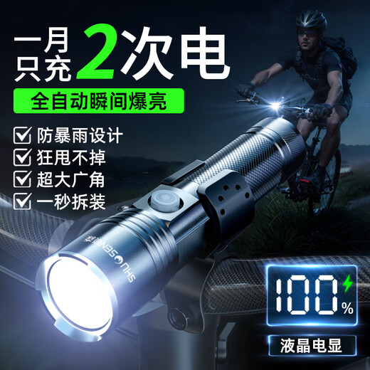 Shuosen bicycle light headlight night riding bright flashlight TYPE-C rechargeable mountain bike road bike rainproof riding equipment