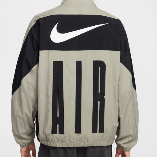 Nike Men's Loose Woven Sports Jacket Retro Lightweight Stand Collar Patch Jacket NIKE AIR HV0881 320 Light Green Gray/Black/Black L