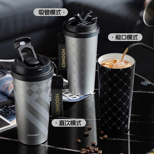 HOOMEY thermos cup ceramic covered liner coffee cup boys and girls high-looking straw water cup 2025 new cold cup