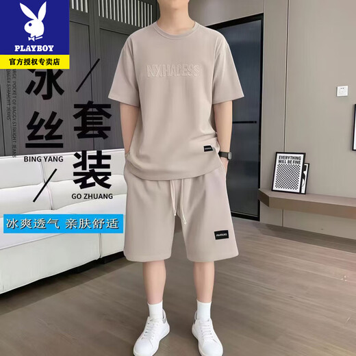 Conjunto de camisetas de manga corta de Playboy Men Men Men Men Summer Summer Summer New Shirts Shorts de dos piezas de dos piezas