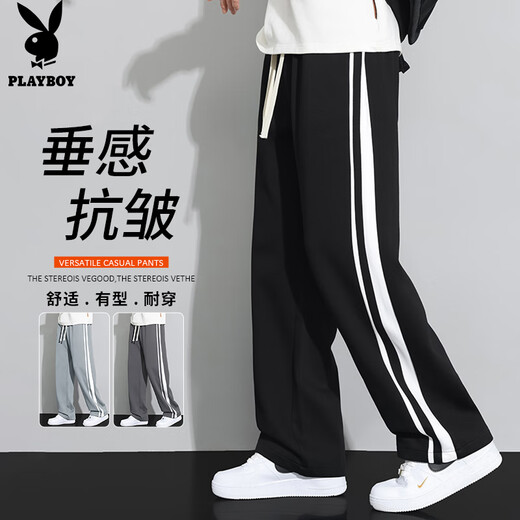 Playboy (PLAYBOY) pants men's straight casual pants men's sports pants autumn and winter high-end loose wide-leg trousers