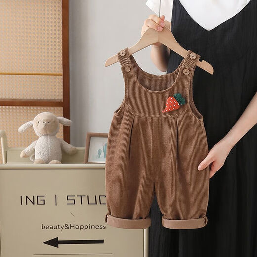 G.DUCKKIDS little yellow duck fashionable girls corduroy overalls children's autumn pants baby girl jumpsuit beige 80 cm openable