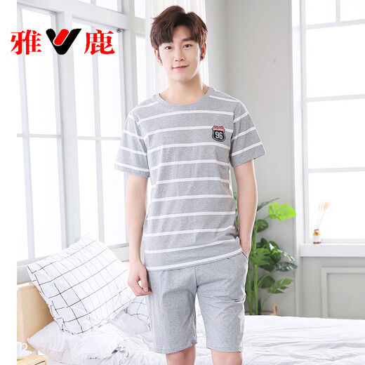 Los pantalones cortos de manga corta de pijamas de algodón de verano yalu se pueden usar en el exterior para el exterior para los trajes de ropa para el hogar para hombres en el verano shorts de manga corta de Summer Donghanfeng: D9928 L [recomendado 100-120 Jin [Jin equivale a 0.5 kg]]]