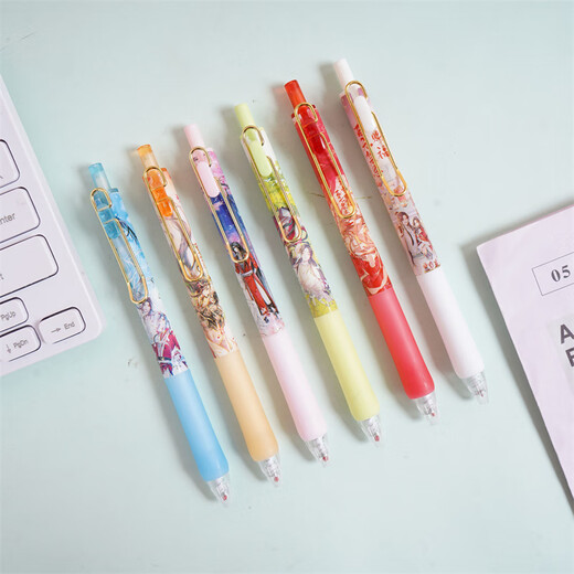 La nueva caja ciega pluma creativa dibujos animados de alto valor de alto valor Pen neutral de agua negra seca X-6227 jiyikawa ciego caja lápiz aleatoria 6 x single