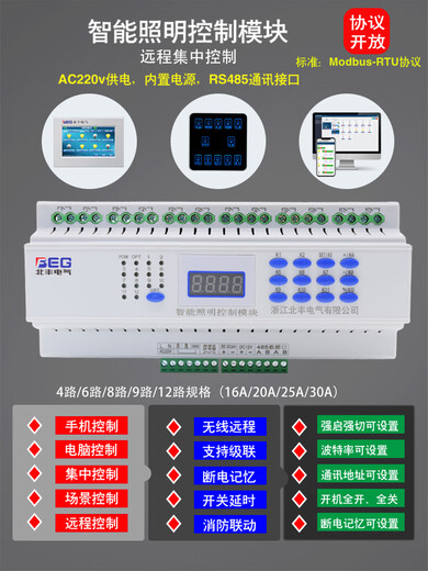 12-channel intelligent lighting switch controller module mobile phone remote power drive relay panel light control system 8-channel