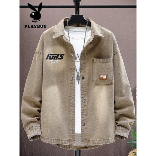 
Playboy (PLAYBOY) denim jacket spring and autumn new style junior high school boy teenagers men's handsome college jacket shirt top 9207 black (hat removable) M (90-105Jin [Jin equals about 0.5 kg])