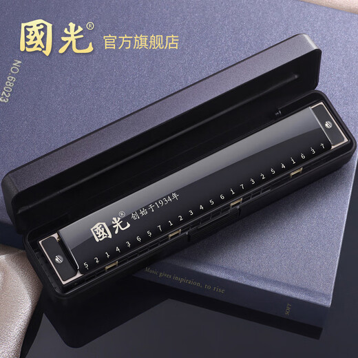 Guoguang Harmonische 24-Loch-Polyphonische C-Tune-Anfänger-Schüler und Kinder Erwachsene Selbststudie Eingangseingangsinstrumente Chinesisch rot [polyphonische C-Tune + Selbststudiengeschenkpack + Video