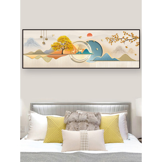 现代卧室床头贴画自粘墙画客厅沙发背景墙装饰画壁画贴纸挂画墙贴 家和富贵TH-1391 1号：宽90cmX高30cm x 打印边框 x
