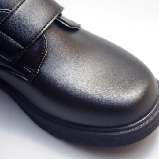 JIANQII primary and secondary school students perform leather shoes for men, teenagers, junior high school students, boys, Shenzhen school shoes for black Velcro 882 40 inner length 24.5cm