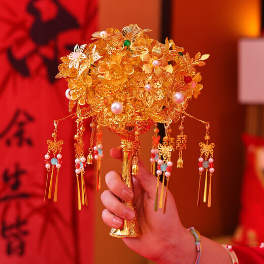 Bouquet de neige Golden Handd Flower fini produit DIY MATÉRIEL SAG DIANCUI ENGAGEMENT MARIAGE MARIAGE CADEAU pour la mariée et le cadeau de la mariée Diancui coloré - Produit fini + boîte cadeau + sac cadeau + carte de voeux