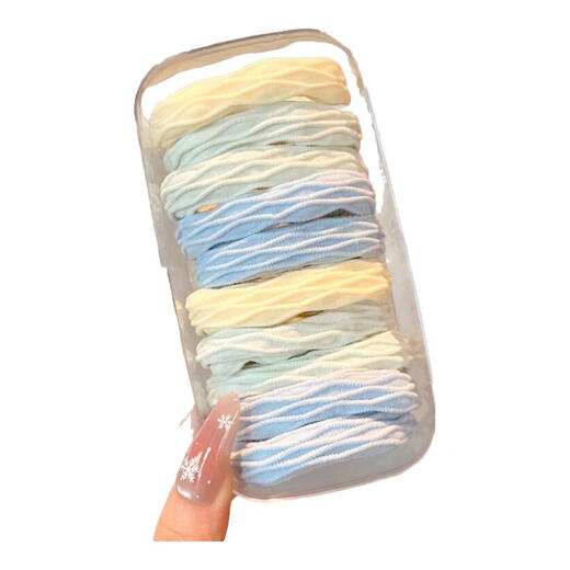 Jiuvia high ponytail hair rope women's new style non-straight boxed hair rope thickened seamless hair ring high elasticity and durable rubber band hair accessories FQ199 sea salt blue 10 boxed