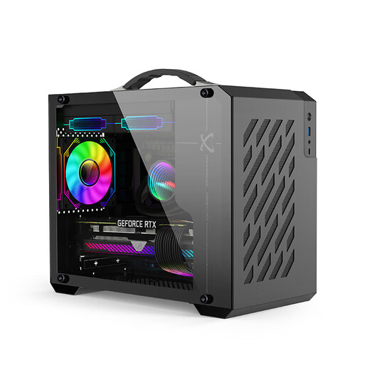 未知玩家动力火车X100机箱手提便携MATX紧凑台式机ITX迷你侧透游戏电脑小机箱凑型桌面DIY迷你白色Type-C 未知玩家X200黑色 支持240水冷