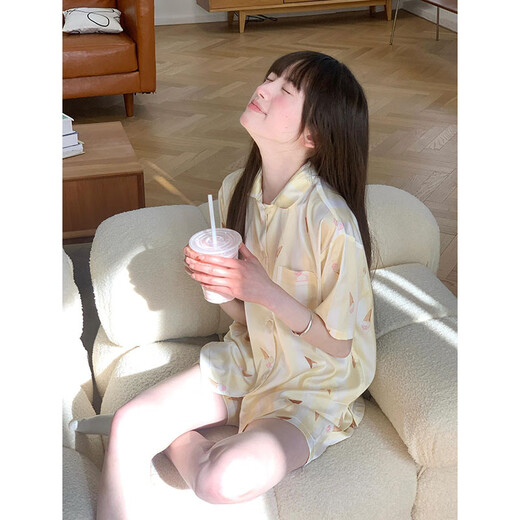 Yalu Summer Nuevo helado dulce Pajamas para mujeres Summer's Cool Cool Cool Cool Silk Silk Shorts Shorts Fin Home Cloting 5155 M 2 Tamaño [L Recomendado 80-105Jin [Jin equivale a 0.5 kg]]]
