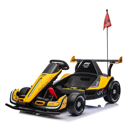 Captain America's large retractable high-speed children's electric drift kart can sit in an adult F1 high-performance racing remote control car, yellow + length adjustment + remote control + 24V/14A electricity, two-person dual-drive drift kart