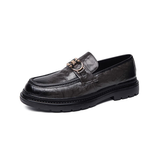 Fat Donglai DL Echtes Leder -Herren -Slipper Lazy Trend Frühlingsschuhe Britische Freizeitlederschuhe Doudou Wenzhou Lederschuhe 3518 Black_t.s.l Genauer Lederstil 38