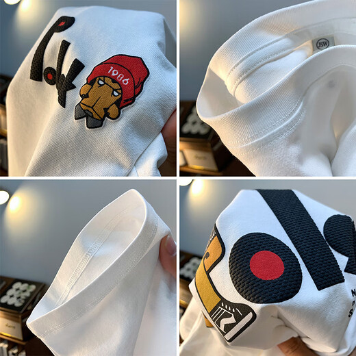 LEE KIDS Gran tamaño 200jin [Jin equivale a 0,5 kg] Camiseta de manga corta de cuello redondo para hombres 2025 camiseta de algodón estampada de estilo Hong Kong de verano más grasas