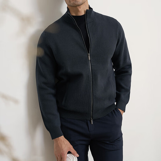 VDJ Brand Cashmere Jacket Men's Winter Jacket Stand Collar Versatile Casual Cardigan Anti-wrinkle Stretch Heavyweight Long Sleeve Black Thick Section-High-End Gift Box XL (180-China-CN-Height)