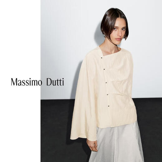 Massimo Dutti discount upgrade 2026 women's new Chinese style elegant temperament long-sleeved blouse top 05181780 milky white M (170/92A)