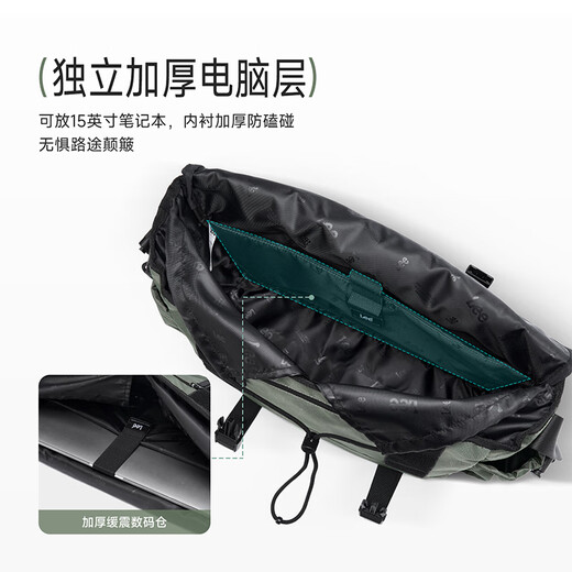 
LEE large capacity crossbody bag men's 2025 new multi-functional trendy outdoor shoulder bag commuting casual sports backpack black/military green