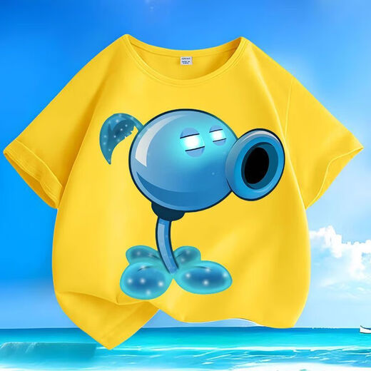 Andere Marken von Pflanzen gegen Zombies Sommer neue pure Baumwollmänner und Frauen kleine, mittlere und Kinder kurzärmelige runde Hals losen lässiges Top T-Sl Grün-KX724 Shooter 130 [Vorgeschlagene Höhe 120-130 cm]