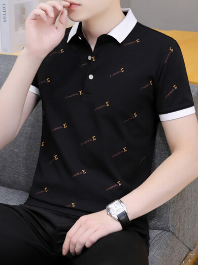 海澜之家夏季男士短袖翻领polo衫青年休闲半袖印花t恤男装带领子上衣薄款 白色QY679 M