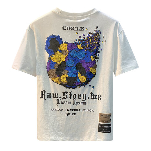
Kurashi Ichiki imported fabric high-end short-sleeved T-shirt for men's trendy brand heavy breathable t-shirt loose anime printed half-sleeved top for men white JSW9905 M suitable for weight 95-108Jin [Jin equals 0.5 kg]