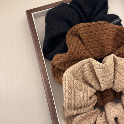 IMIESEVE autumn and winter milk coffee color fabric retro pattern large intestine hair ring headwear women's ponytail flower hair rope leather cover headband hair accessories fabric large intestine hair ring 3 pack mixed color