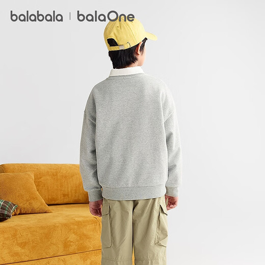 巴拉巴拉balaone童装儿童卫衣男童2025秋季新款长袖t恤女童亲子款潮酷 浅花灰00205 160