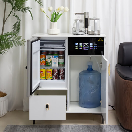 Meijia Meiju tea bar machine solid wood tea bar machine for home high-end living room 2026 new water dispenser office cream style fully automatic all-in-one cabinet disinfection sideboard cooling hot refrigeration double cabinet milk white refrigerated model (can be as low as about 5) cooling and heating type