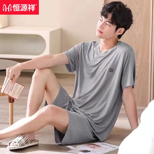 Hengyuanxiang Cotton Pyjamas Herren-Sommer-Kurzarmkleidung für Männer und Teenager Sommer dünne große Anzüge für den Verschleiß HDE-9928 L [Empfohlen 100-120jin [Jin gleich 0,5 kg]]]