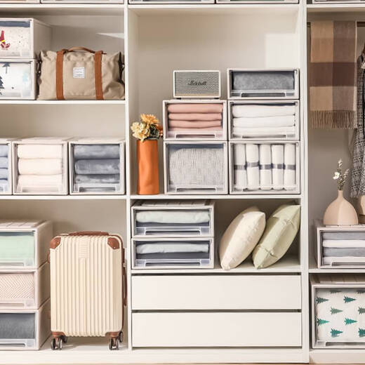 Schublade Aufbewahrungsbox Kunststoff Haushalt transparent Finishing Box Kleiderschrank Schlaflocken Schlafloch Kleidung Kleidung Aufbewahrungsschrank D3523 Tiefe 47* Breite 35* Höhe 23 cm transparent ein Stück