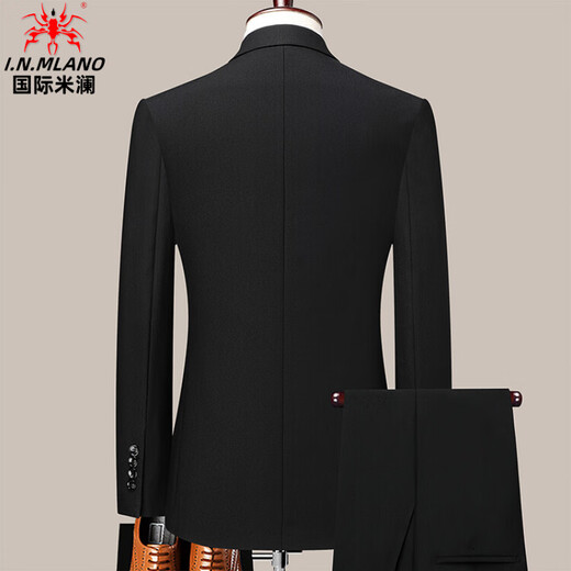 International Milan High-end Men's 2025 New Suit Suit Men's Jacket Professional Autumn and Winter Business Casual Suit Dress Black (Gift Box) XL