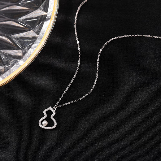 Laomiao 925 sterling silver gourd necklace for women 2025 new ins style imitation pearl spring and summer collarbone chain best friend two-person style gourd pendant necklace