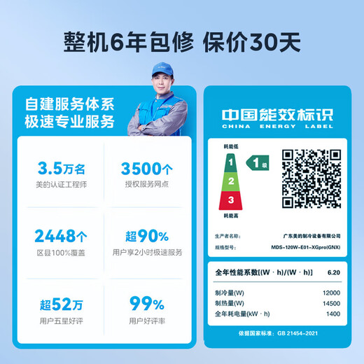 Midea central air conditioner, Starlight PRO upgraded model, one-to-four multi-connection, first-level energy efficiency, full DC frequency conversion, dual fans, heating and cooling household, one-price all-inclusive, Starlight pro 5 HP, single host