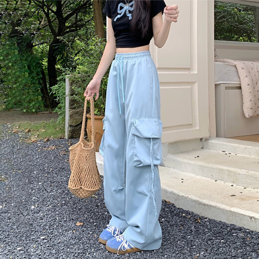 
Multi-pocket casual ice silk work pants for men and women neutral summer outdoor trousers trendy couple casual pants KXW 687 blue [ice silk work pants] 3XL [145-160Jin [Jin equals 0.5 kg]]