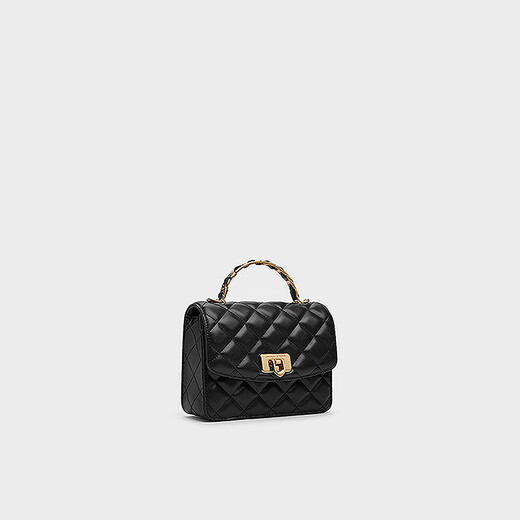CHARLES&KEITH25秋季新品菱格链条手提斜挎包小方包包女包七夕礼物CK2-50701608 Black黑色 S