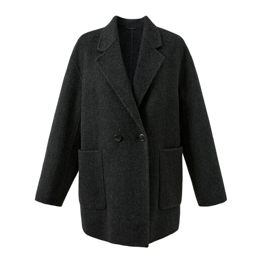Three-color Song Yi same style 100 sheep wool 2025 winter new double-sided woolen coat mid-length woolen coat S dark gray M 160/84A