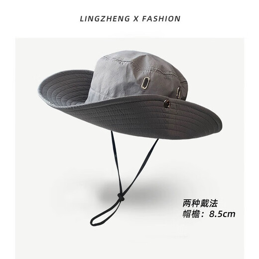 西部大檐遮阳帽卷边骑士帽时尚毛毡礼帽民族风藏族 牛仔帽-深灰色