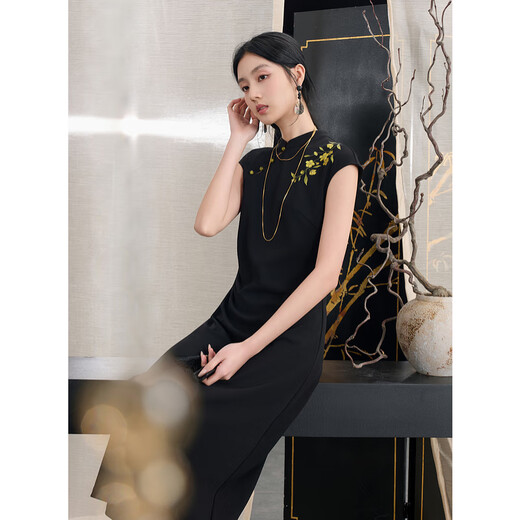 Drei Farbe 2025 Herbst NEU VERBESSERTE CHEONGSAM ROCK VORDERTE KIND SLIM LONG ROCK Klassiker elegant M klassisch schwarz l 165/88a